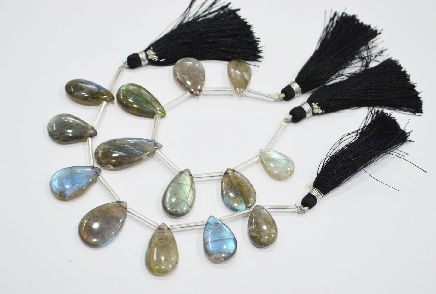 Labradorite Smooth Pear Shape Beads , 7 Pieces In A Strand , 11x17 - 14x23 mm , 32533