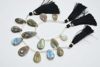 Labradorite Smooth Pear Shape Beads , 7 Pieces In A Strand , 11x17 - 14x23 mm , 32533