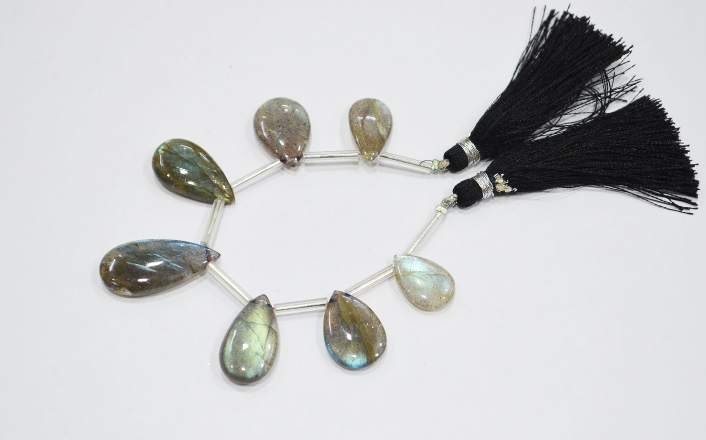 Labradorite Smooth Pear Shape Beads , 7 Pieces In A Strand , 11x17 - 14x23 mm , 32533