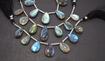 Labradorite Smooth Pear Shape Beads , 7 Pieces In A Strand , 11x17 - 14x23 mm , 32533