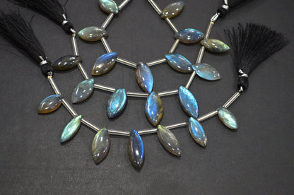 Labradorite Smooth Marquise Shape Beads , 7 Pieces In A Strand , 8.50x19 - 11x22 mm , 32535