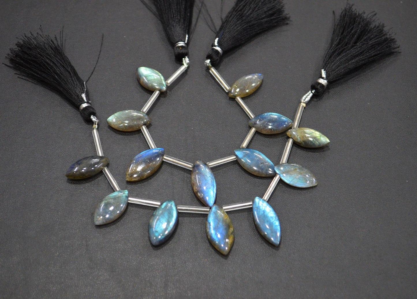 Labradorite Smooth Marquise Shape Beads , 7 Pieces In A Strand , 8.50x19 - 11x22 mm , 32535