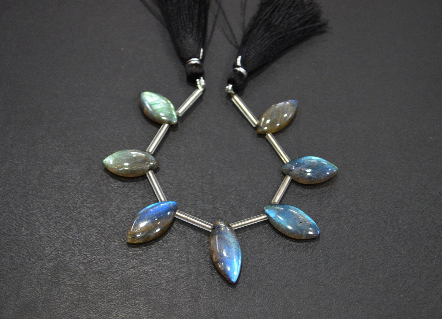 Labradorite Smooth Marquise Shape Beads , 7 Pieces In A Strand , 8.50x19 - 11x22 mm , 32535