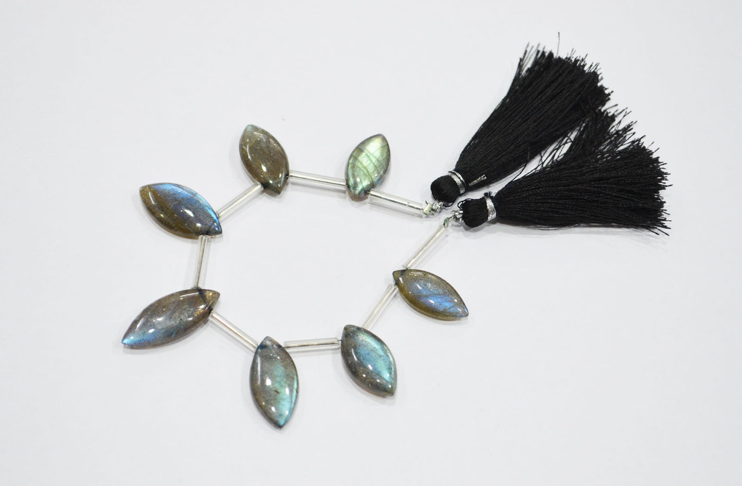 Labradorite Smooth Marquise Shape Beads , 7 Pieces In A Strand , 8.50x19 - 11x22 mm , 32535