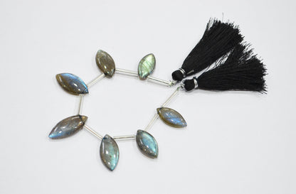 Labradorite Smooth Marquise Shape Beads , 7 Pieces In A Strand , 8.50x19 - 11x22 mm , 32535