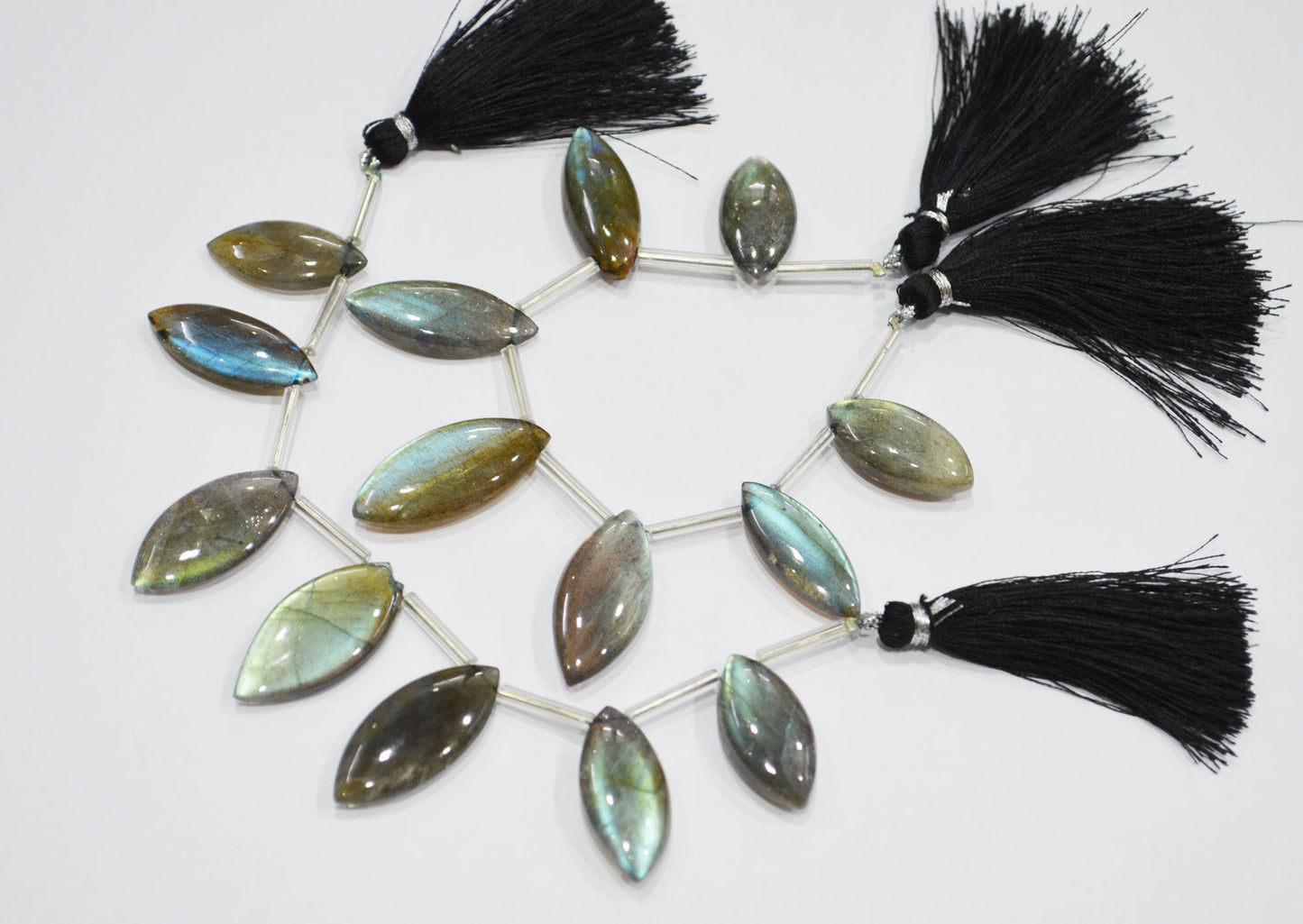 Labradorite Smooth Marquise Shape Beads , 7 Pieces In A Strand , 10x23 - 13x28 mm , 32538