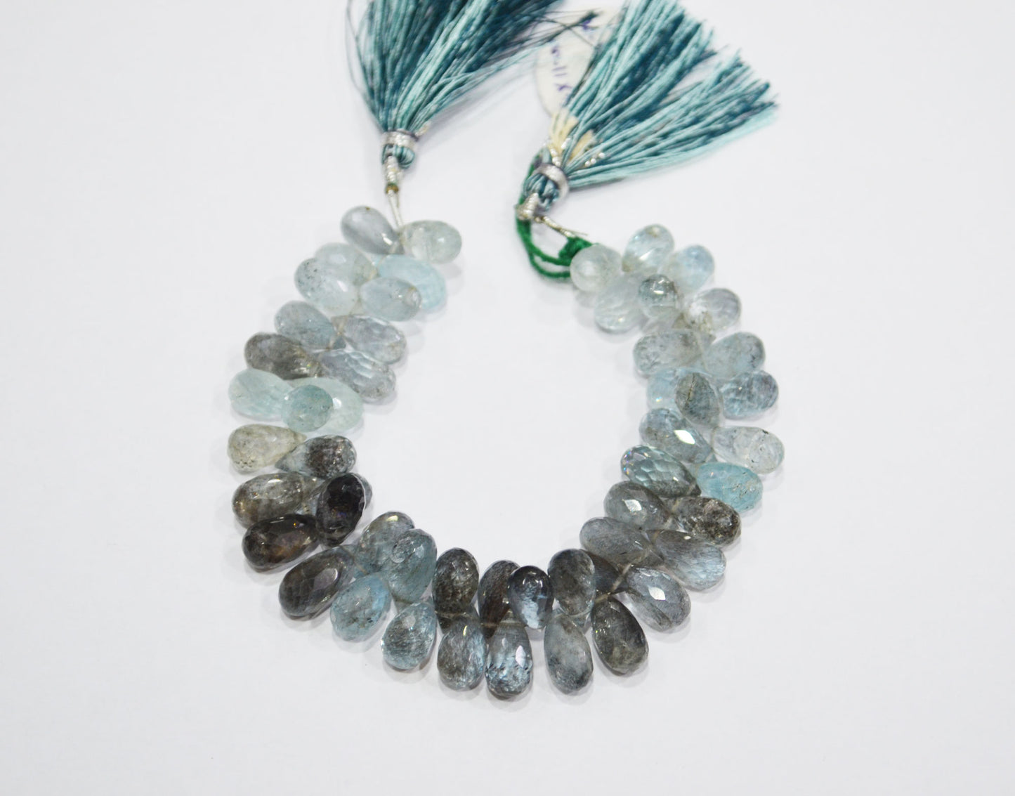 Natural Moss Aquamarine Tear Drops Shape Beads , Sold By Strand , 6.50x11 - 6.50x14 mm , 7" , 32539