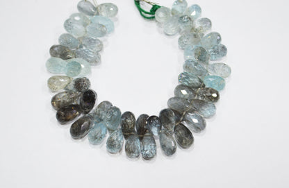 Natural Moss Aquamarine Tear Drops Shape Beads , Sold By Strand , 6.50x11 - 6.50x14 mm , 7" , 32539