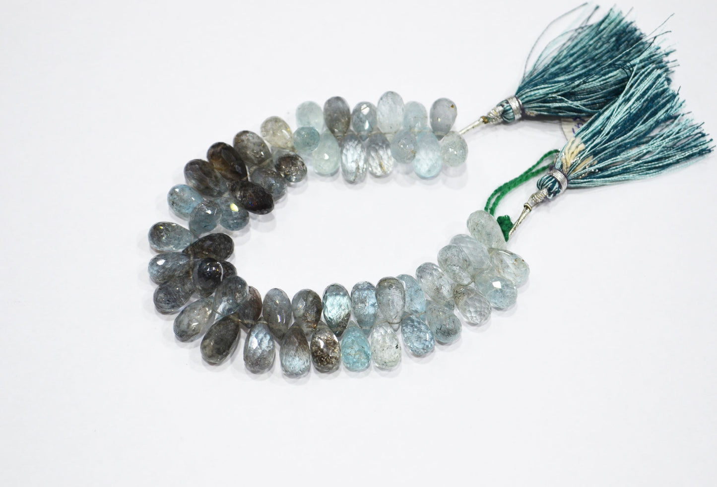 Natural Moss Aquamarine Tear Drops Shape Beads , Sold By Strand , 6.50x11 - 6.50x14 mm , 7" , 32539