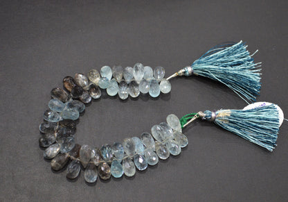 Natural Moss Aquamarine Tear Drops Shape Beads , Sold By Strand , 6.50x11 - 6.50x14 mm , 7" , 32539