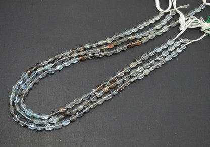 Natural Moss Aquamarine Oval Shape Beads , Sold By Strand , 5.50x6 - 6x9 mm , 16" , 32542