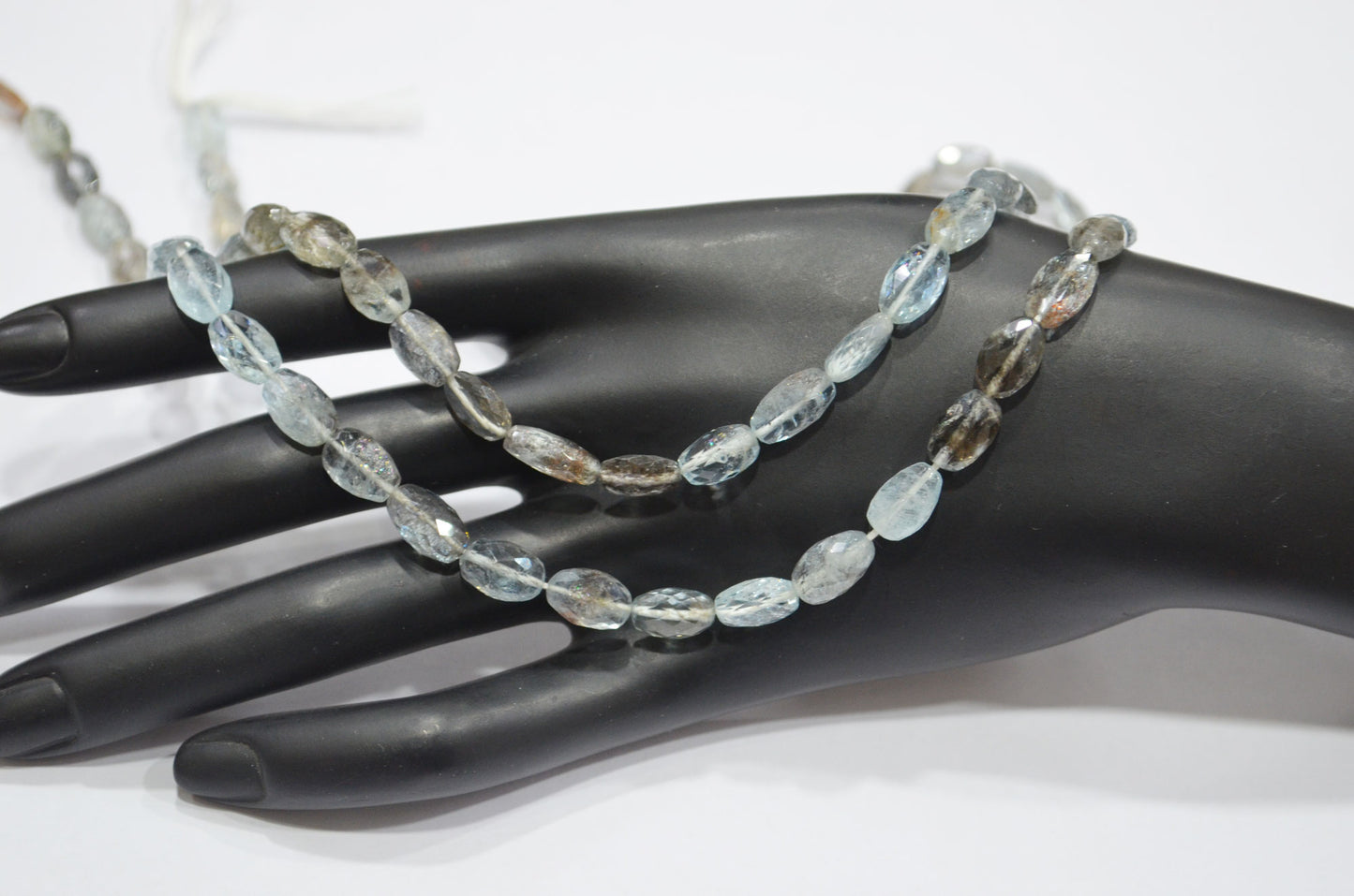 Natural Moss Aquamarine Oval Shape Beads , Sold By Strand , 6.50x9 - 6.50x11.50 mm , 16.50" , 32543