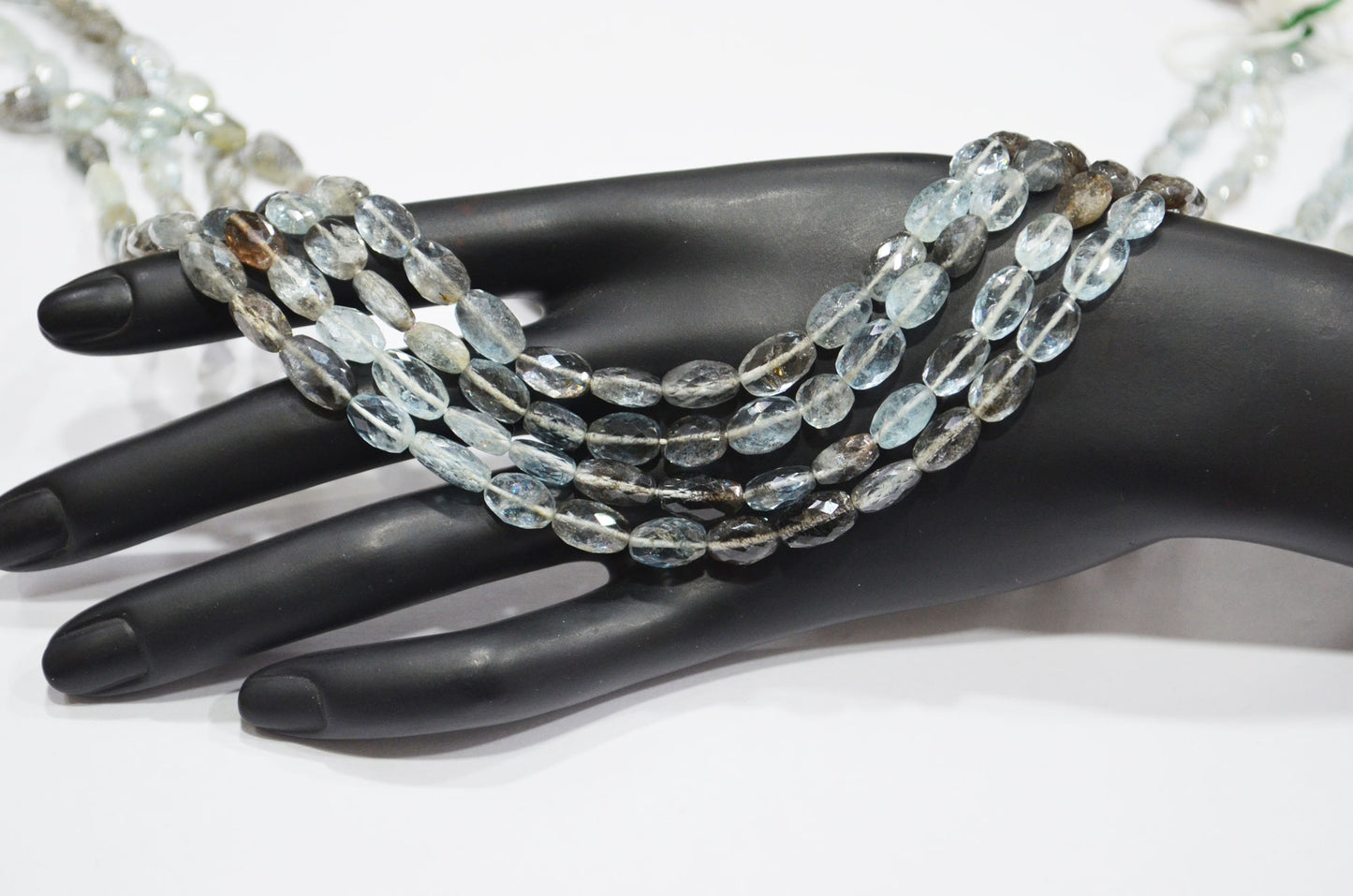 Natural Moss Aquamarine Oval Shape Beads , Sold By Strand , 6.50x7.50 - 6.50x10 mm , 16.50" , 32545