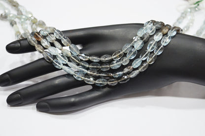 Natural Moss Aquamarine Oval Shape Beads , Sold By Strand , 6.50x7.50 - 6.50x10 mm , 16.50" , 32545