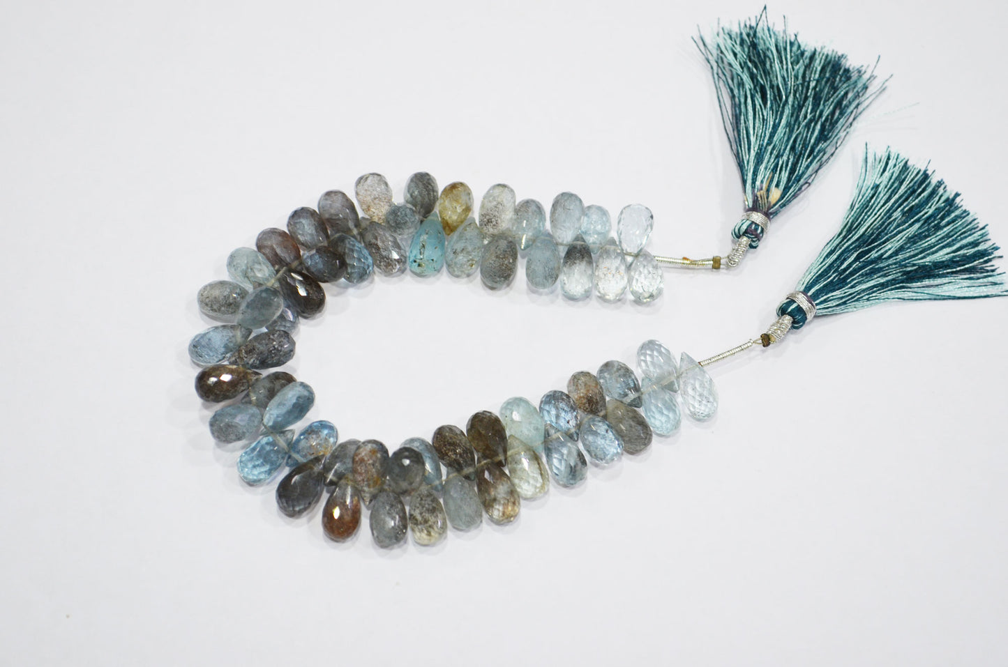 Natural Moss Aquamarine Tear Drops Shape Beads , Sold By Strand , 6.50x10 - 7x11.50 mm , 7" , 32548