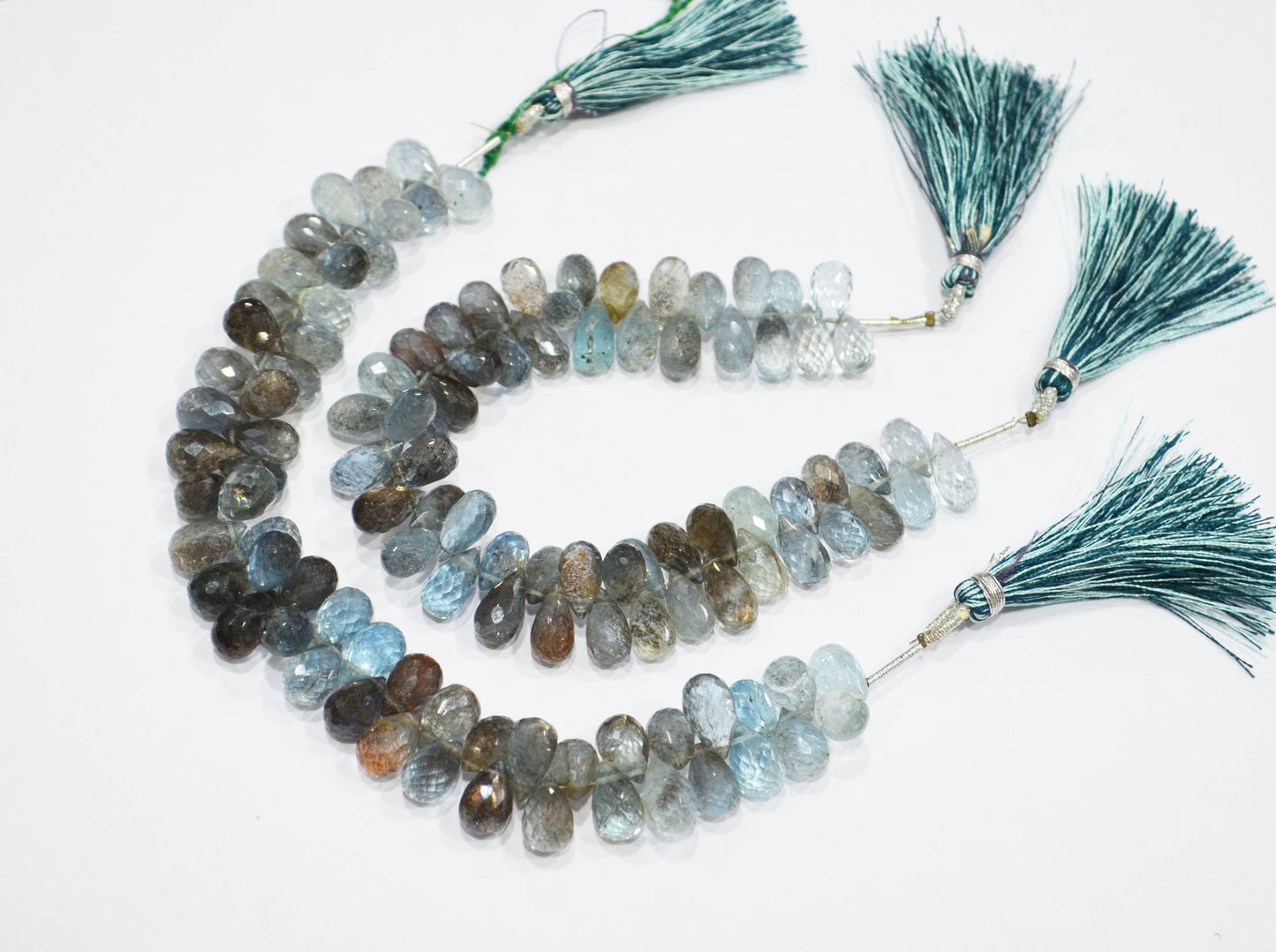 Natural Moss Aquamarine Tear Drops Shape Beads , Sold By Strand , 6.50x10 - 7x11.50 mm , 7" , 32548