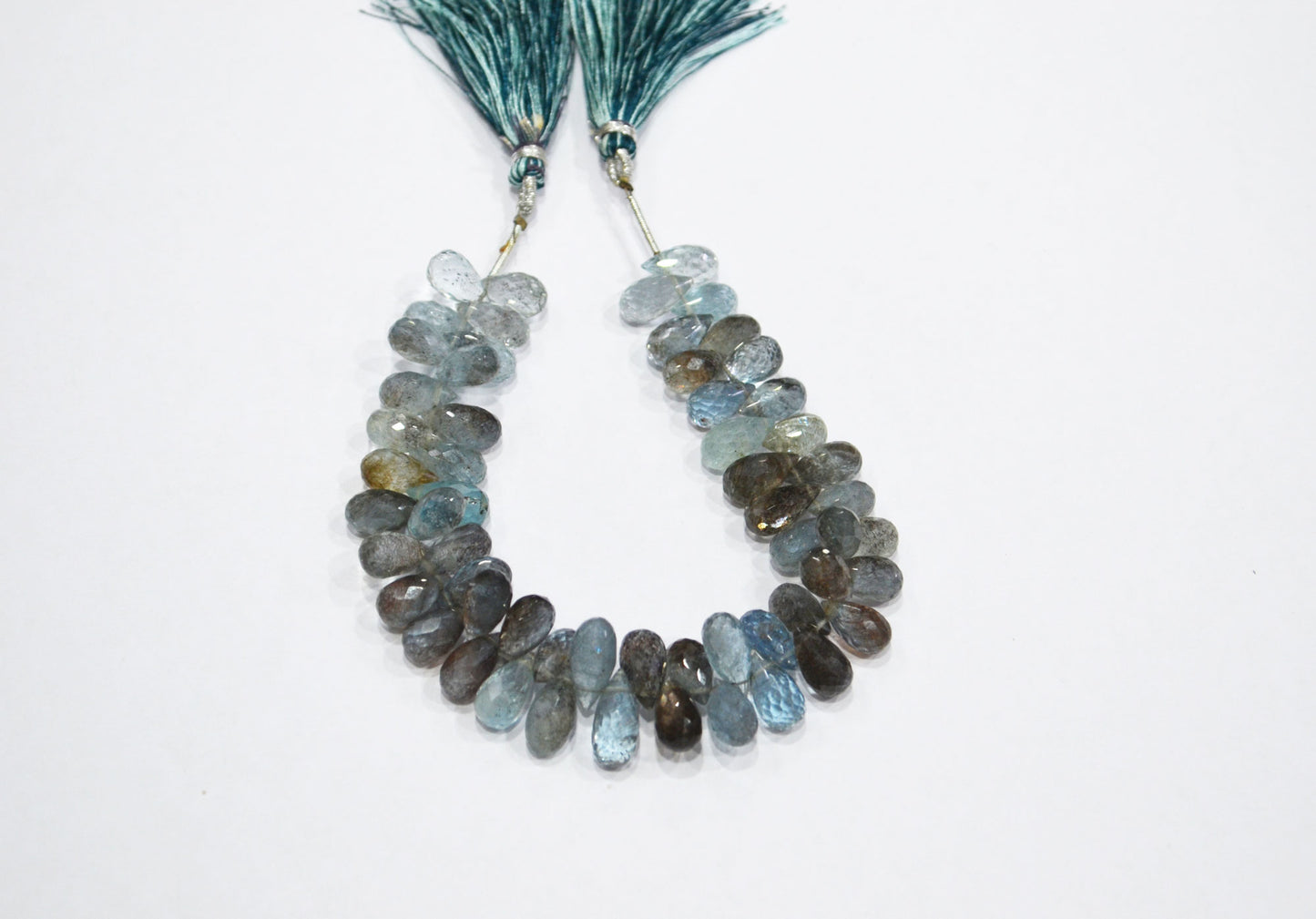 Natural Moss Aquamarine Tear Drops Shape Beads , Sold By Strand , 6.50x10 - 7x11.50 mm , 7" , 32548