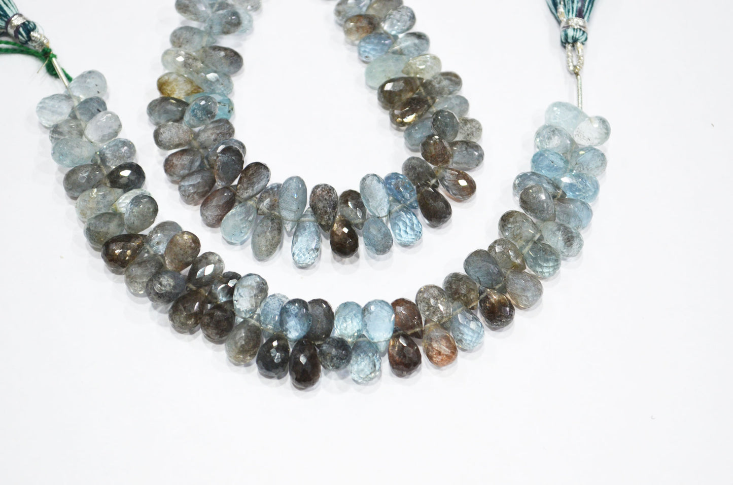 Natural Moss Aquamarine Tear Drops Shape Beads , Sold By Strand , 6.50x10 - 7x11.50 mm , 7" , 32548