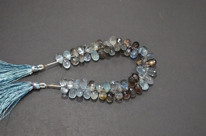 Natural Moss Aquamarine Tear Drops Shape Beads , Sold By Strand , 6.50x10 - 7x11.50 mm , 7" , 32548