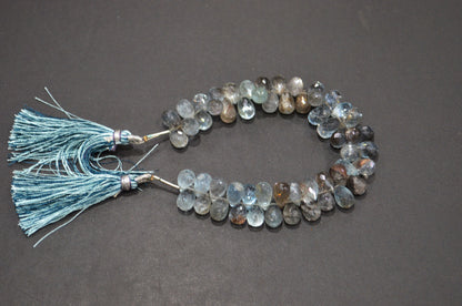 Natural Moss Aquamarine Tear Drops Shape Beads , Sold By Strand , 6x9 - 6.50x12 mm , 7" , 32550