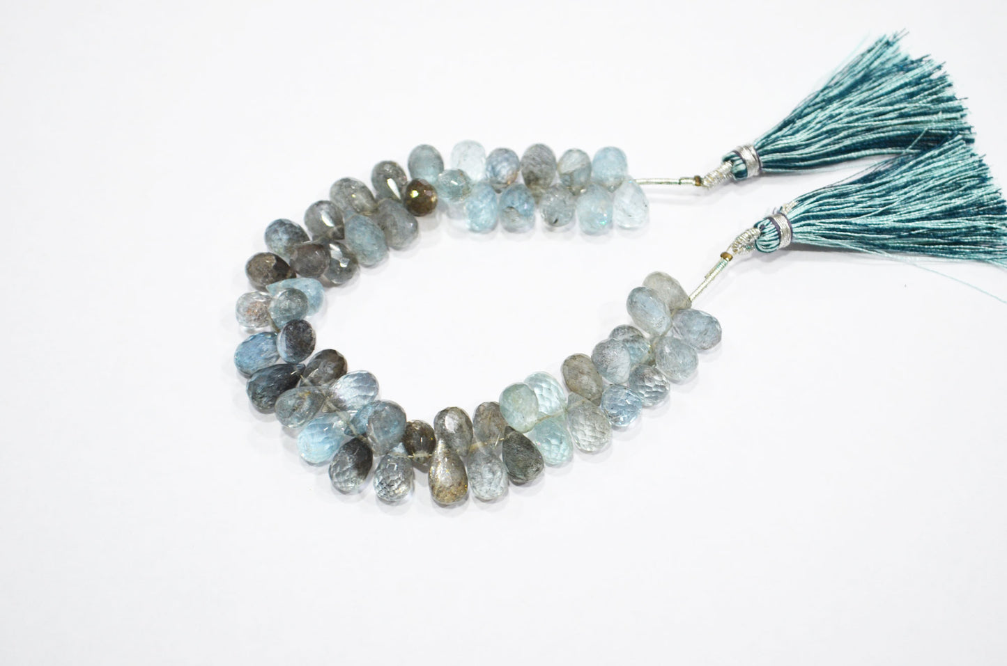 Natural Moss Aquamarine Tear Drops Shape Beads , Sold By Strand , 6x9 - 6.50x12 mm , 7" , 32550