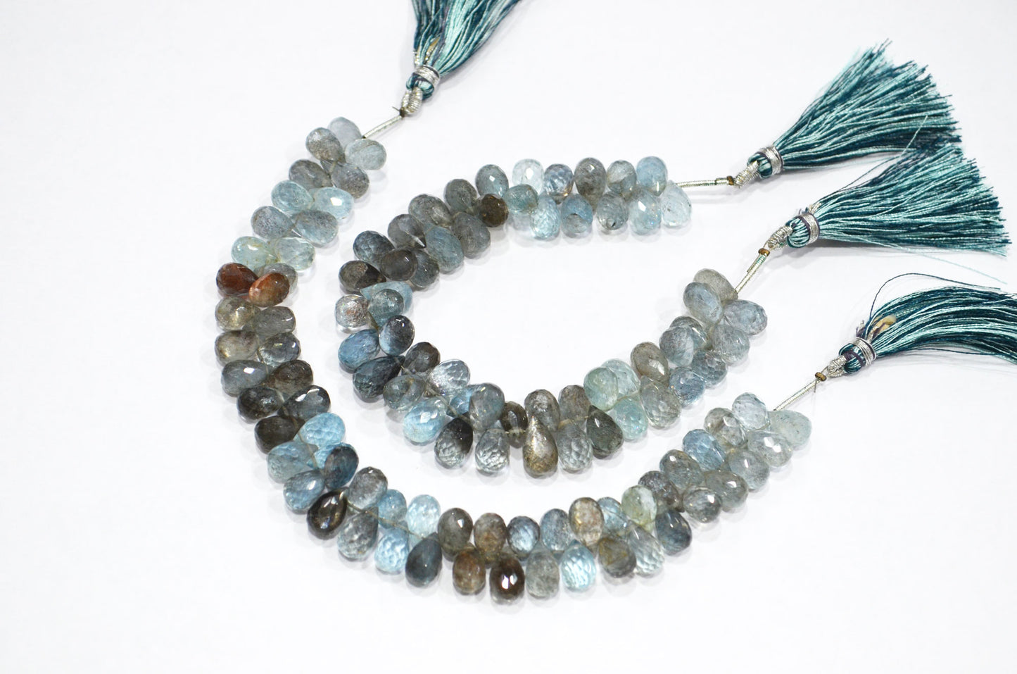 Natural Moss Aquamarine Tear Drops Shape Beads , Sold By Strand , 6x9 - 6.50x12 mm , 7" , 32550