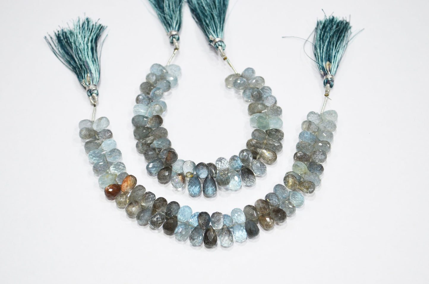 Natural Moss Aquamarine Tear Drops Shape Beads , Sold By Strand , 6x9 - 6.50x12 mm , 7" , 32550