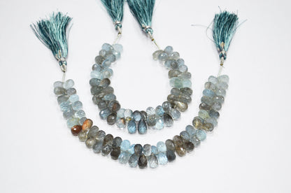 Natural Moss Aquamarine Tear Drops Shape Beads , Sold By Strand , 6x9 - 6.50x12 mm , 7" , 32550