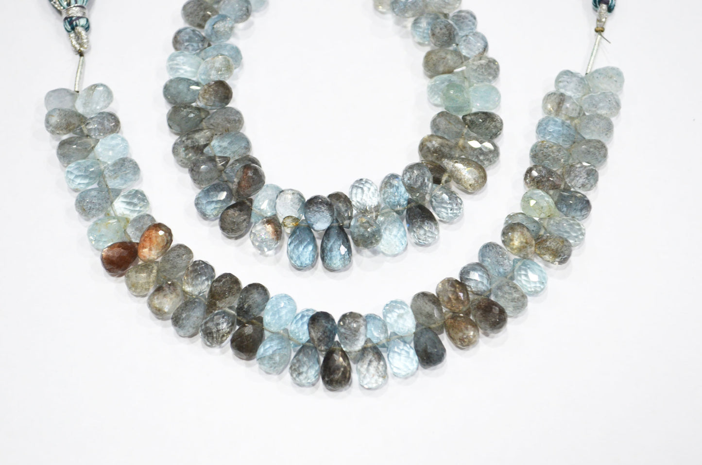 Natural Moss Aquamarine Tear Drops Shape Beads , Sold By Strand , 6x9 - 6.50x12 mm , 7" , 32550