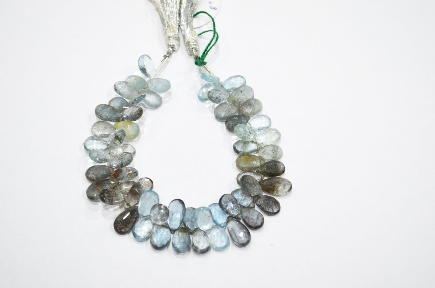 Natural Moss Aquamarine Pear Shape Beads , Sold By Strand , 7.50x11.50 - 7.50x16 mm , 8" , 32553