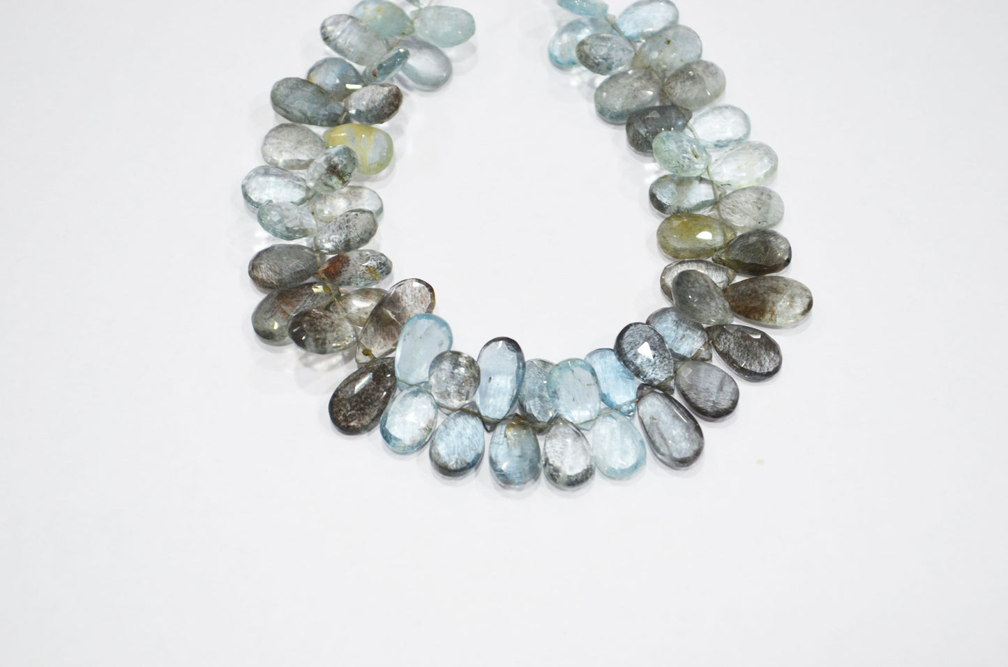 Natural Moss Aquamarine Pear Shape Beads , Sold By Strand , 7.50x11.50 - 7.50x16 mm , 8" , 32553