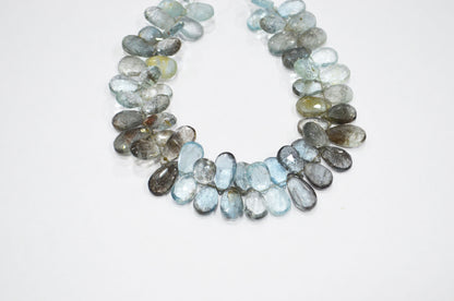 Natural Moss Aquamarine Pear Shape Beads , Sold By Strand , 7.50x11.50 - 7.50x16 mm , 8" , 32553