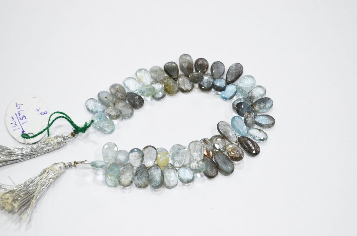 Natural Moss Aquamarine Pear Shape Beads , Sold By Strand , 7.50x11.50 - 7.50x16 mm , 8" , 32553