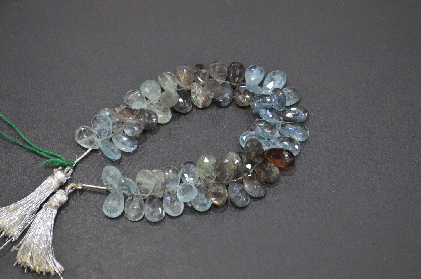 Natural Moss Aquamarine Pear Shape Beads , Sold By Strand , 9x13 - 9x15 mm , 8" , 32555