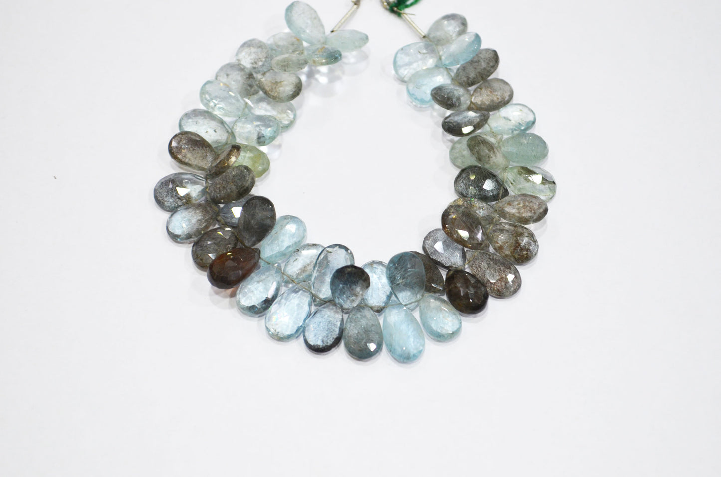 Natural Moss Aquamarine Pear Shape Beads , Sold By Strand , 9x13 - 9x15 mm , 8" , 32555