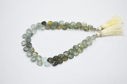 Natural Moss Aquamarine Heart Shape Beads , Sold By Strand , 7x7 - 7.50x7.50 mm , 9" , 32557