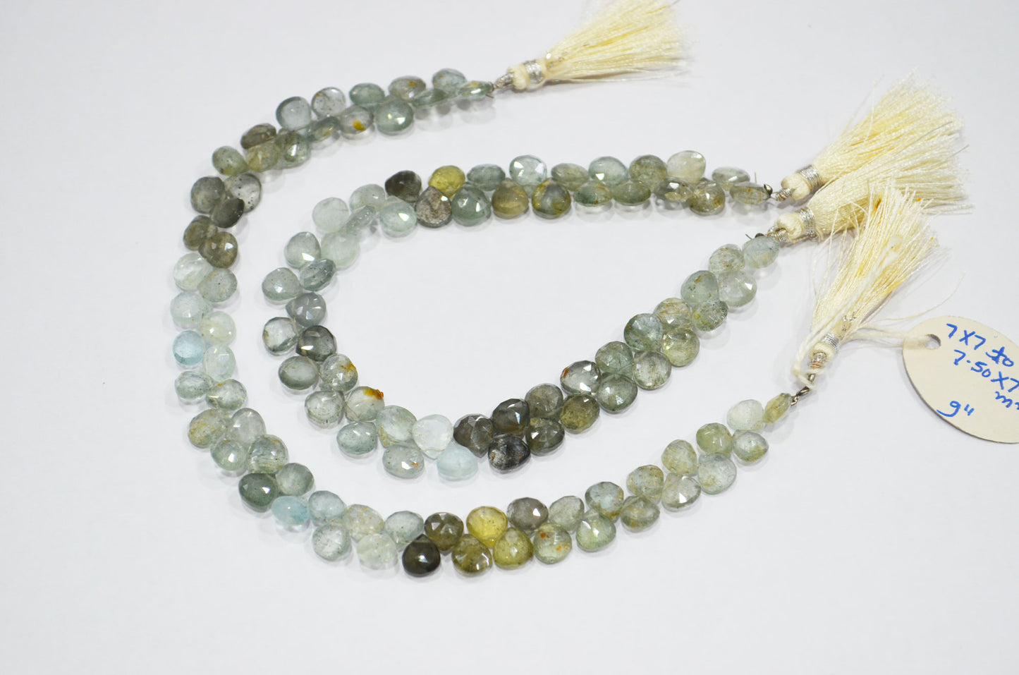 Natural Moss Aquamarine Heart Shape Beads , Sold By Strand , 7x7 - 7.50x7.50 mm , 9" , 32557