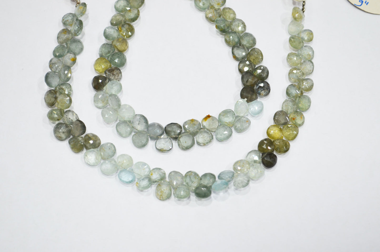 Natural Moss Aquamarine Heart Shape Beads , Sold By Strand , 7x7 - 7.50x7.50 mm , 9" , 32557
