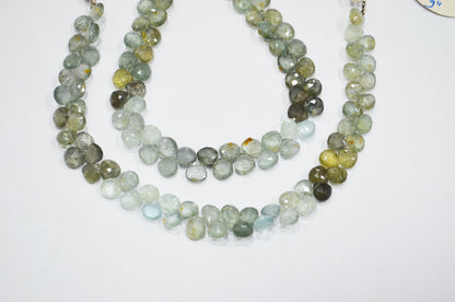 Natural Moss Aquamarine Heart Shape Beads , Sold By Strand , 7x7 - 7.50x7.50 mm , 9" , 32557