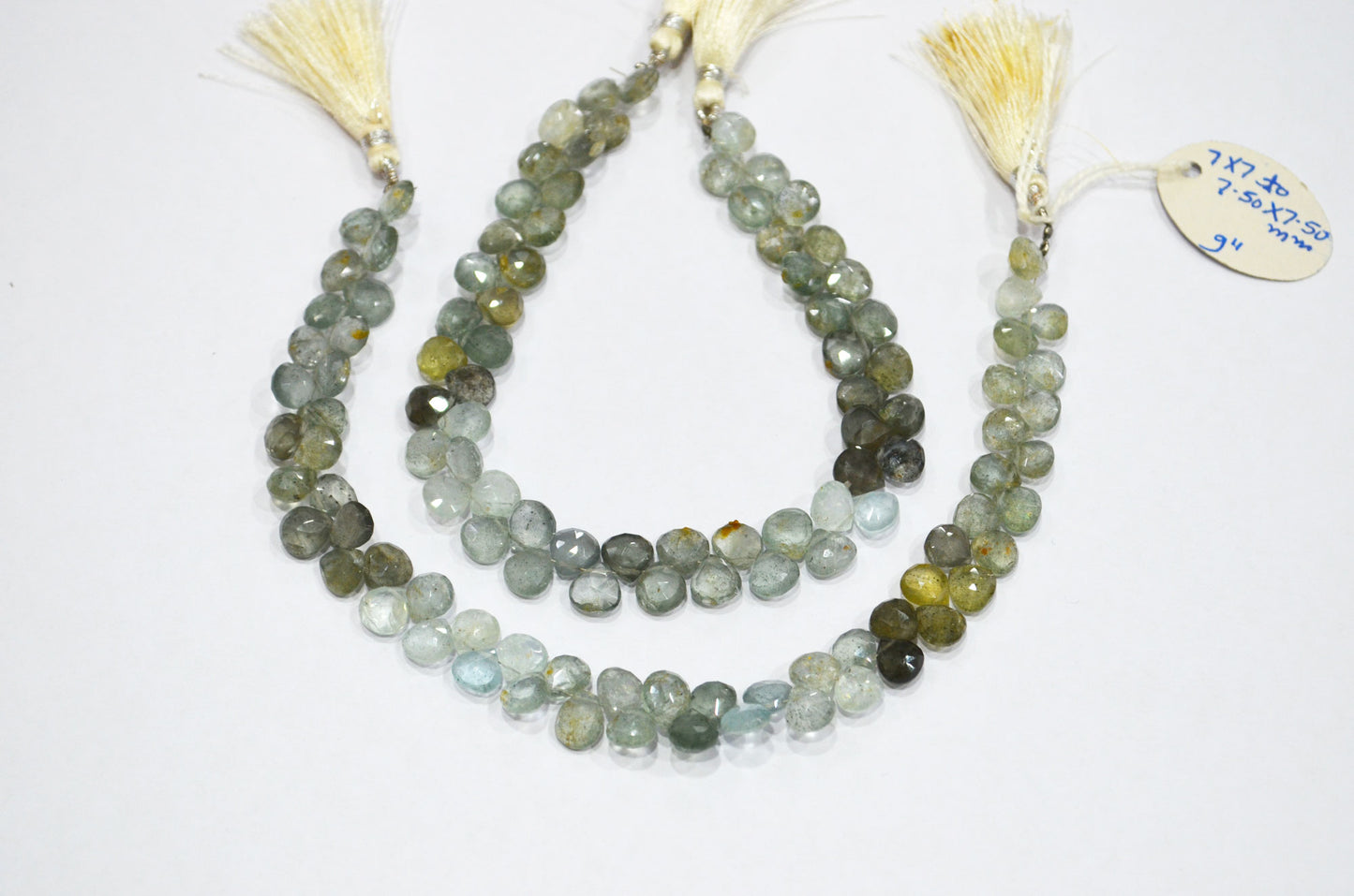 Natural Moss Aquamarine Heart Shape Beads , Sold By Strand , 7x7 - 7.50x7.50 mm , 9" , 32557