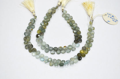 Natural Moss Aquamarine Heart Shape Beads , Sold By Strand , 7x7 - 7.50x7.50 mm , 9" , 32557