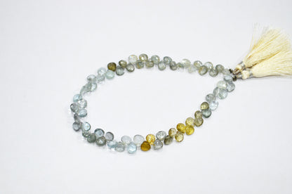 Natural Moss Aquamarine Heart Shape Beads , Sold By Strand , 5x5 - 6x6 mm , 9" , 32559