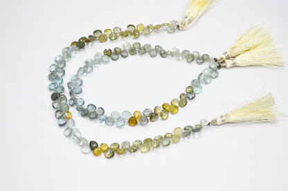 Natural Moss Aquamarine Heart Shape Beads , Sold By Strand , 5x5 - 6x6 mm , 9" , 32559