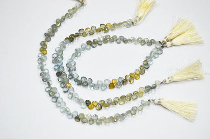 Natural Moss Aquamarine Heart Shape Beads , Sold By Strand , 5x5 - 6x6 mm , 9" , 32559