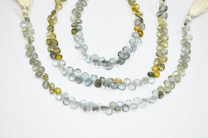 Natural Moss Aquamarine Heart Shape Beads , Sold By Strand , 5x5 - 6x6 mm , 9" , 32559