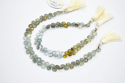Natural Moss Aquamarine Heart Shape Beads , Sold By Strand , 6x6 - 7x7 mm , 9" , 32560