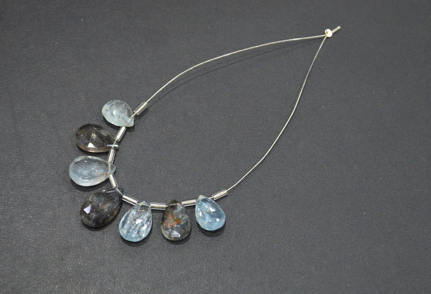 7 Pieces In A Strand Natural Moss Aquamarine Pear Shape Beads , Sold By Strand , 9x12 - 10x16 mm , 32562