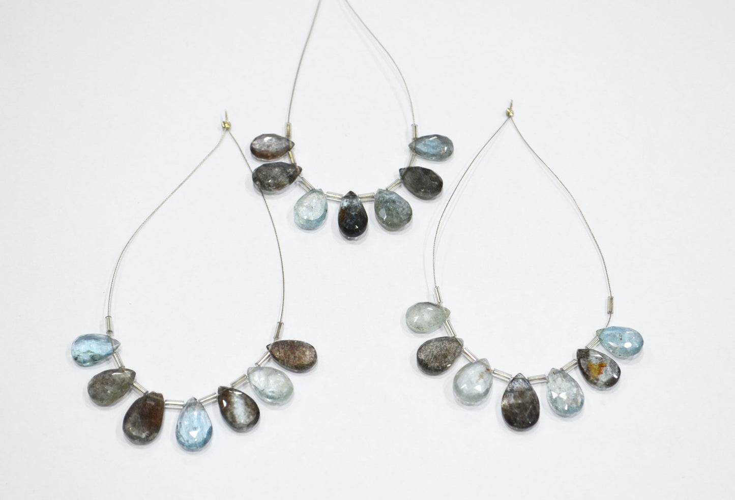 7 Pieces In A Strand Natural Moss Aquamarine Pear Shape Beads , Sold By Strand , 9x12 - 10x16 mm , 32562