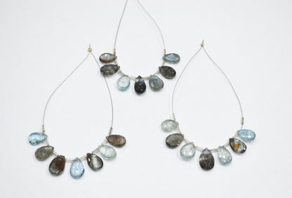 7 Pieces In A Strand Natural Moss Aquamarine Pear Shape Beads , Sold By Strand , 9x12 - 10x16 mm , 32562
