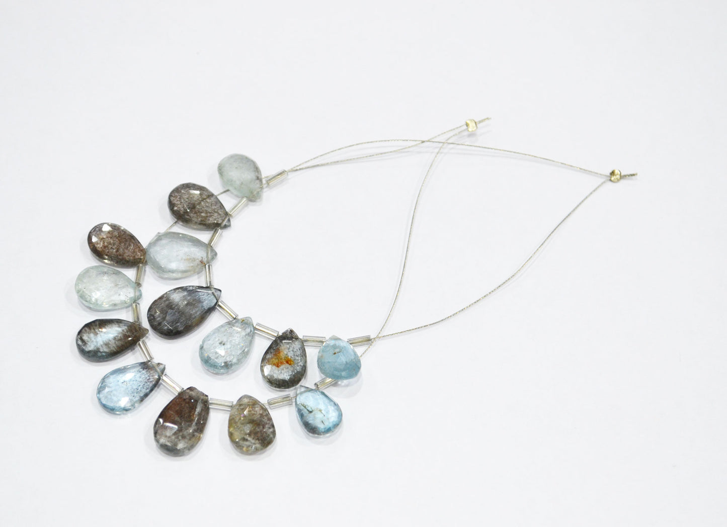 7 Pieces In A Strand Natural Moss Aquamarine Pear Shape Beads , Sold By Strand , 9x12 - 10x16 mm , 32562